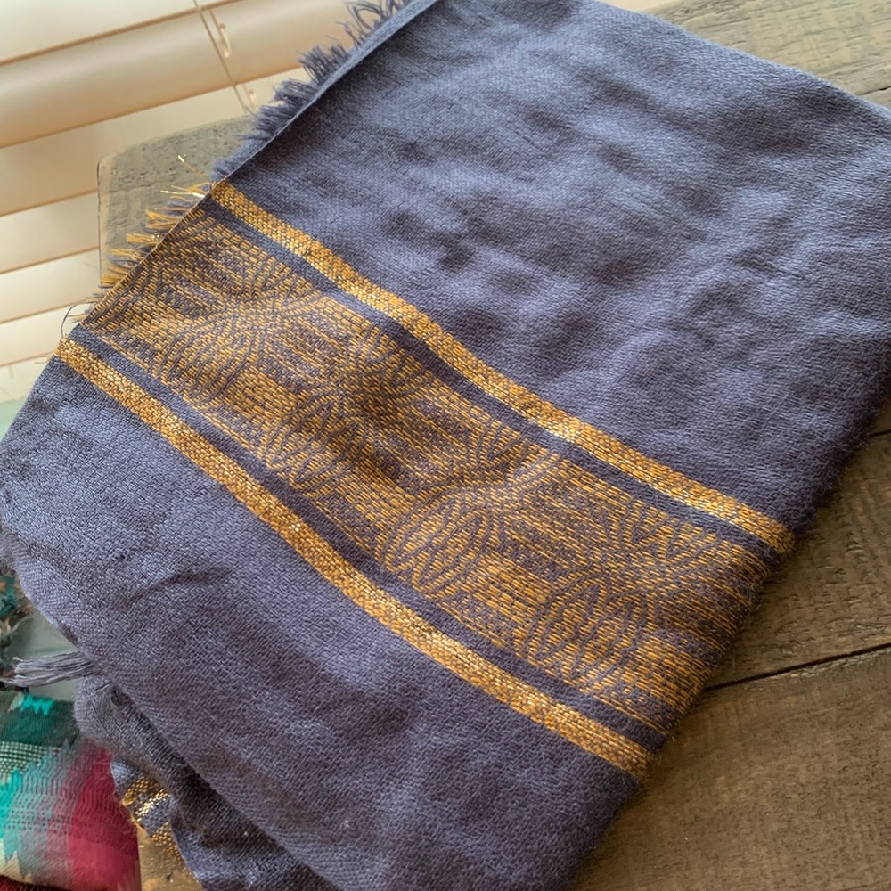Unique purple gold print scarf